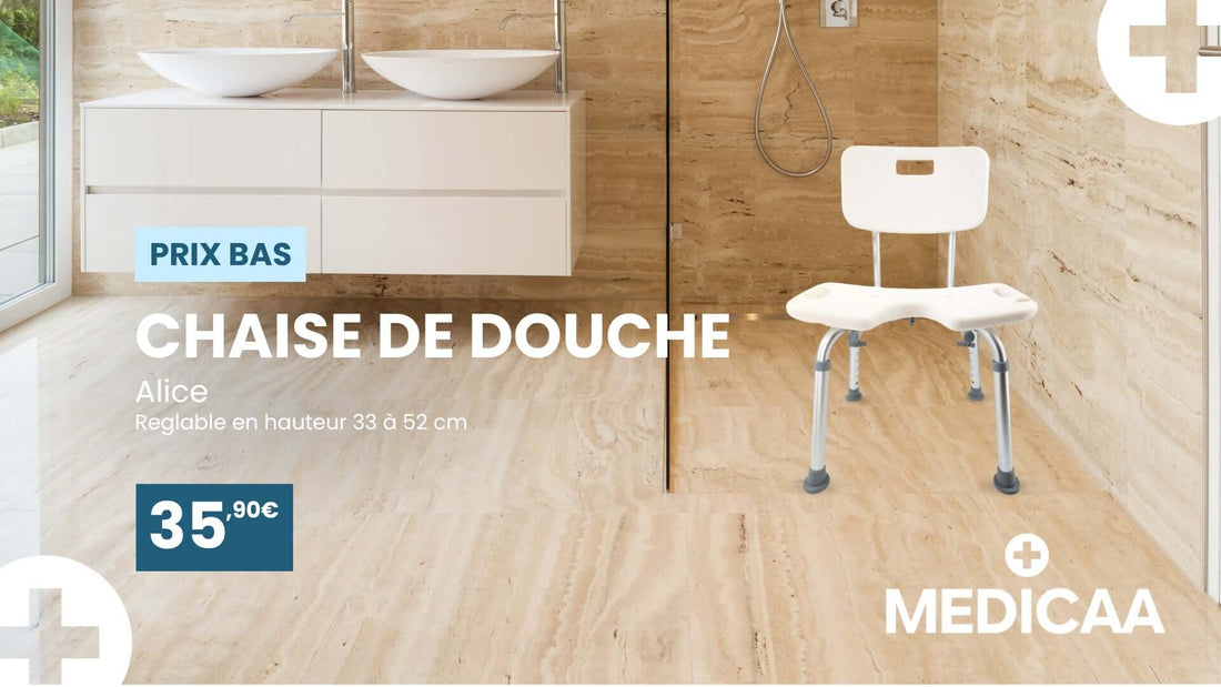 💦🚿 Douche en toute sécurité et confort avec la chaise Alice à prix mini sur Medicaa.fr !