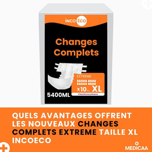 Quels sont les avantages des nouveaux changes complets IncoEco Extreme taille XL, avec une capacité d’absorption exceptionnelle de 5400 mL, pour les aidants, les soignants, les seniors et les personnes en situation de handicap ?