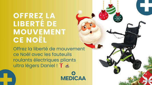 Offrez la liberté de mouvement ce Noël avec les fauteuils roulants électriques pliants ultra légers Daniel ! 🎁 🧑🦽
