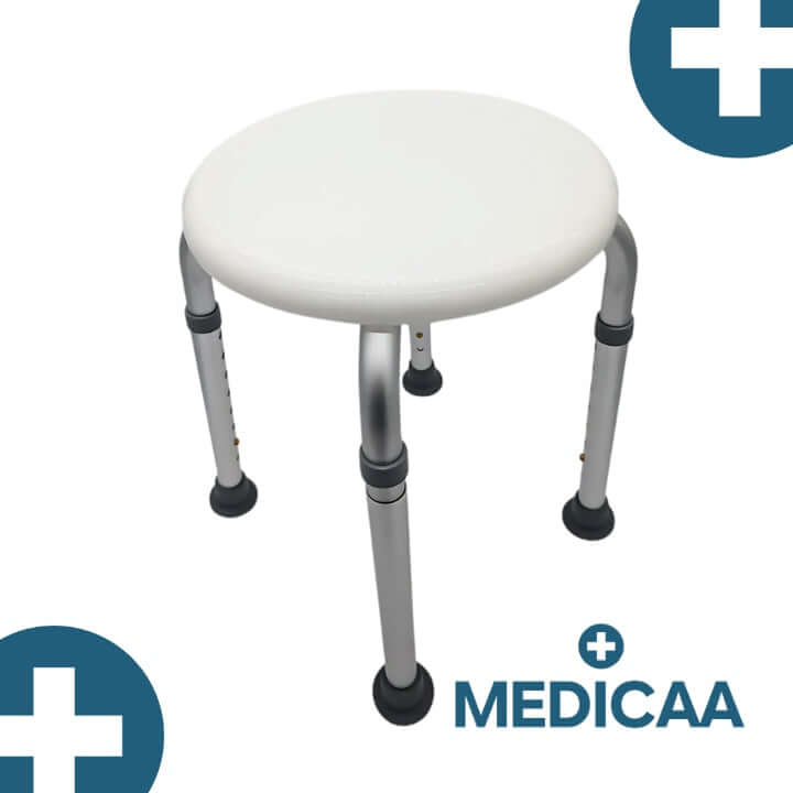 Medicaa tabouret de bain rond pied reglable en hauteur Joe tabouret profil blanc