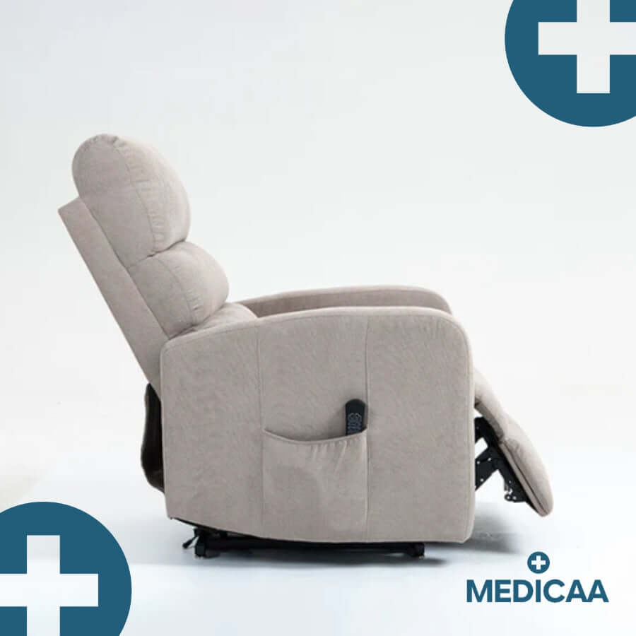 Medicaa Fauteuil releveur relax tranquille emile 3 moteurs gris clair cote semi incline