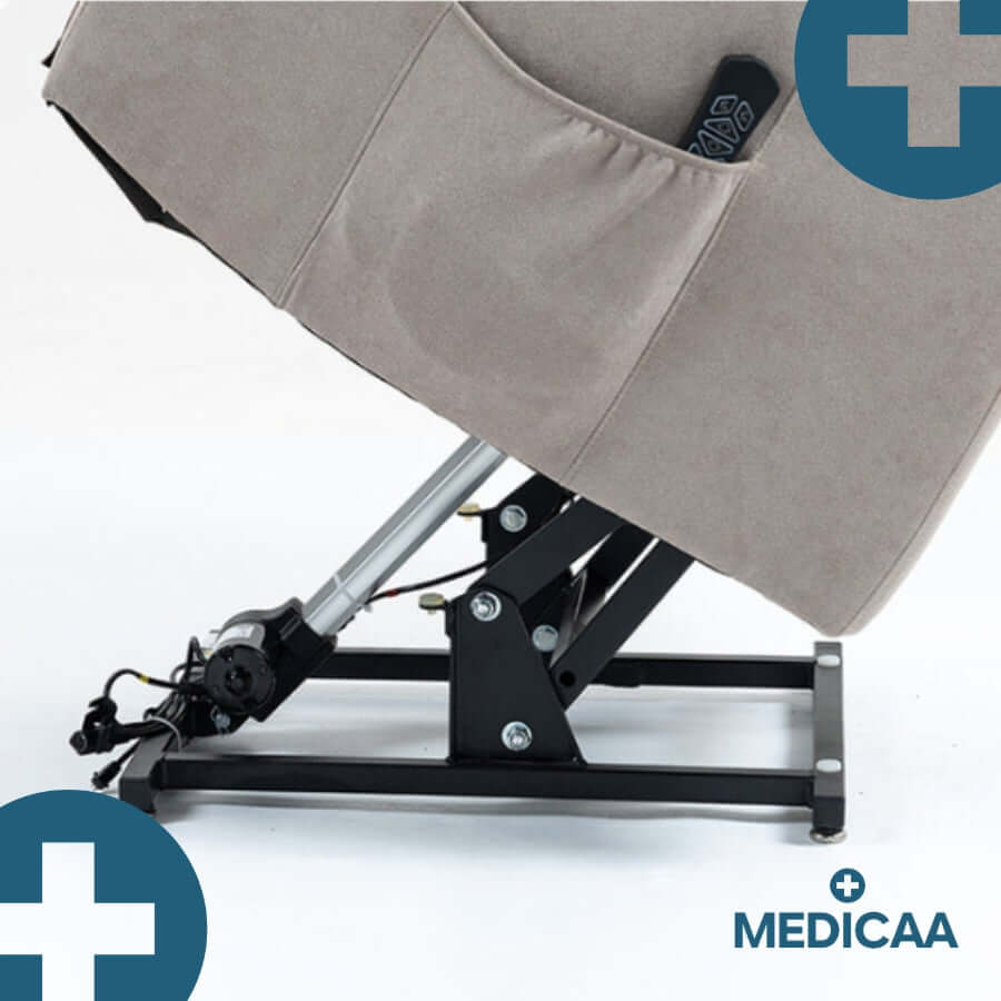 Medicaa Fauteuil releveur relax tranquille emile 3 moteurs gris clair socle detail