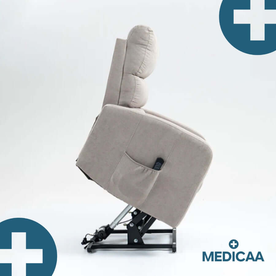 Medicaa Fauteuil releveur relax tranquille emile 3 moteurs gris clair cote