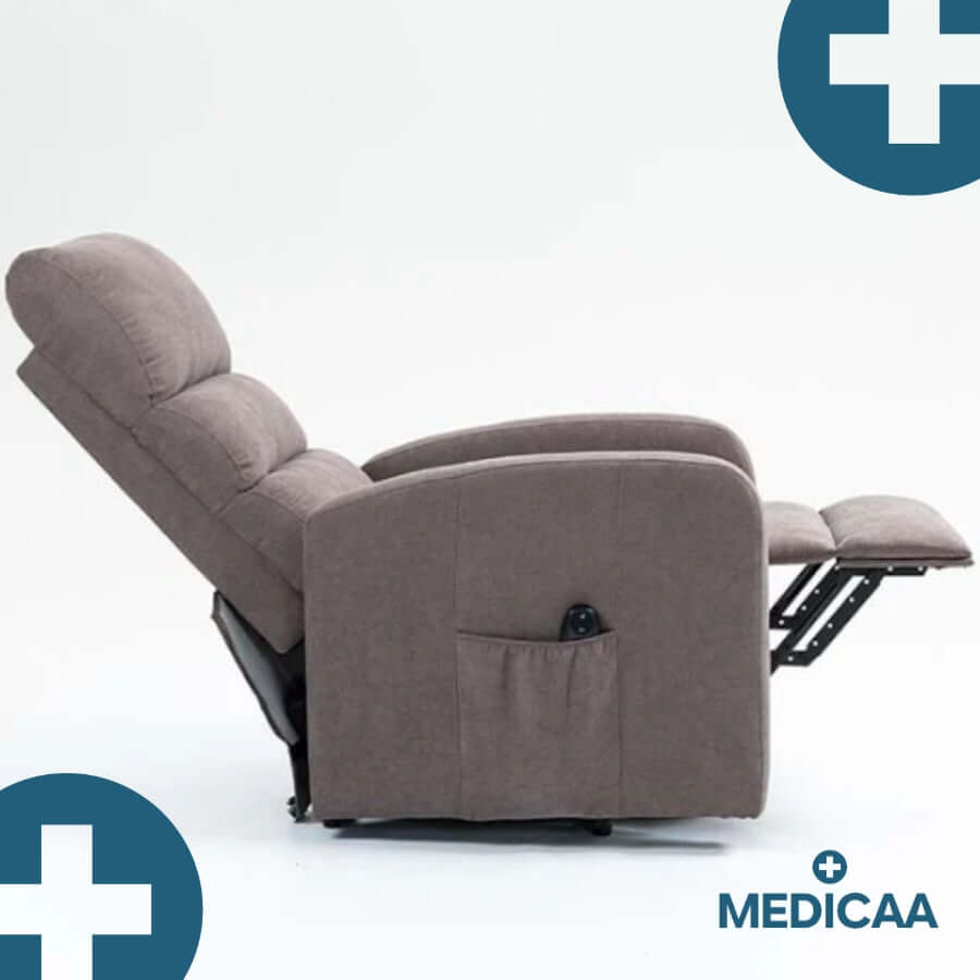Medicaa fauteuil releveur 1 moteur robert gris souris releve jambe leve et dossier incline cote