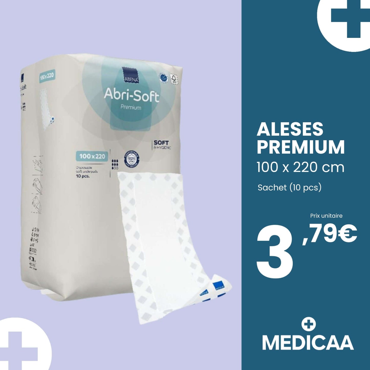 Alèse jetable pour lit Premium 100x220cm - Abena