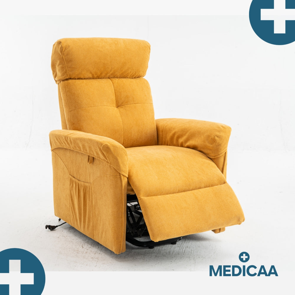 Fauteuil Releveur Premium - 1 Moteur - Jaune - Modèle Anatole - Tranquille Émile