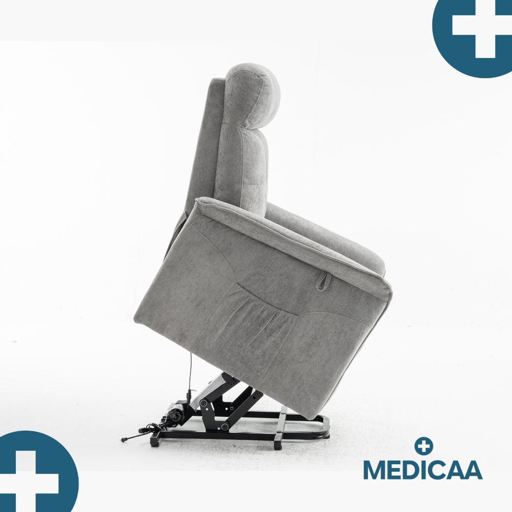 Medicaa fauteuil releveur 2 moteurs gamme eco model lucien coloris gris fonce marque tranquille emile