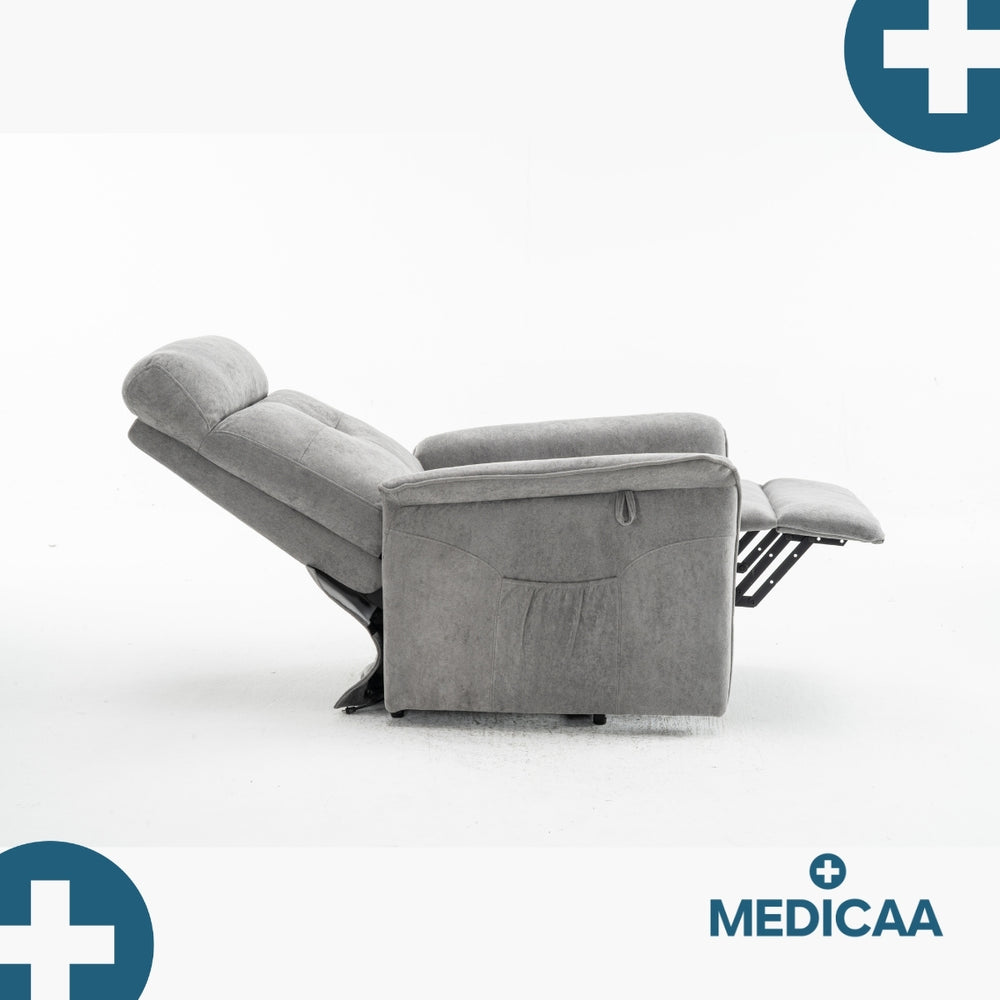Medicaa fauteuil releveur 2 moteurs gamme eco model lucien coloris gris fonce marque tranquille emile