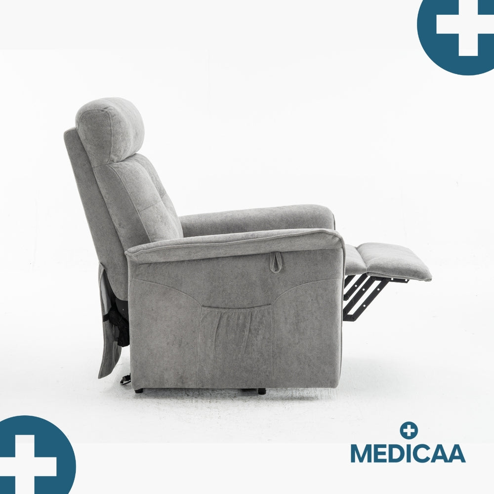 Medicaa fauteuil releveur 2 moteurs gamme eco model lucien coloris gris fonce marque tranquille emile