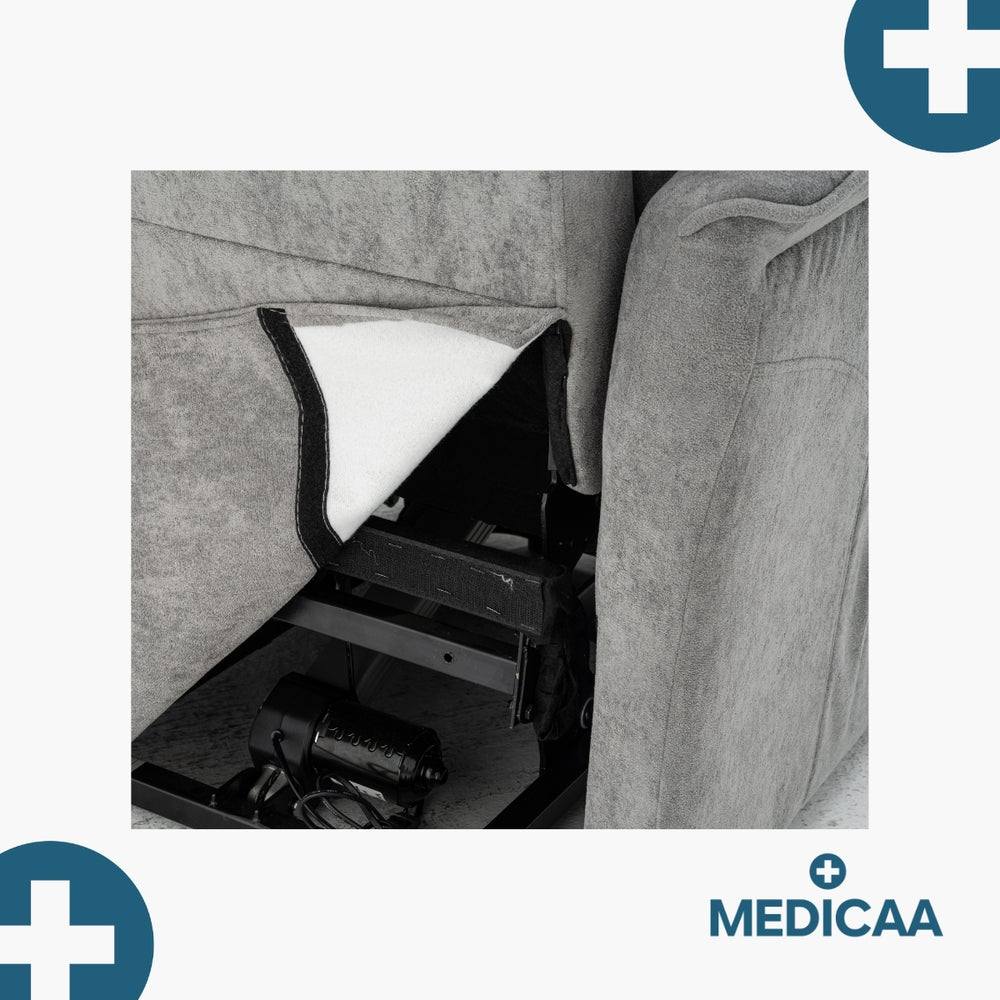 Medicaa fauteuil releveur 2 moteurs gamme eco model lucien coloris gris fonce marque tranquille emile