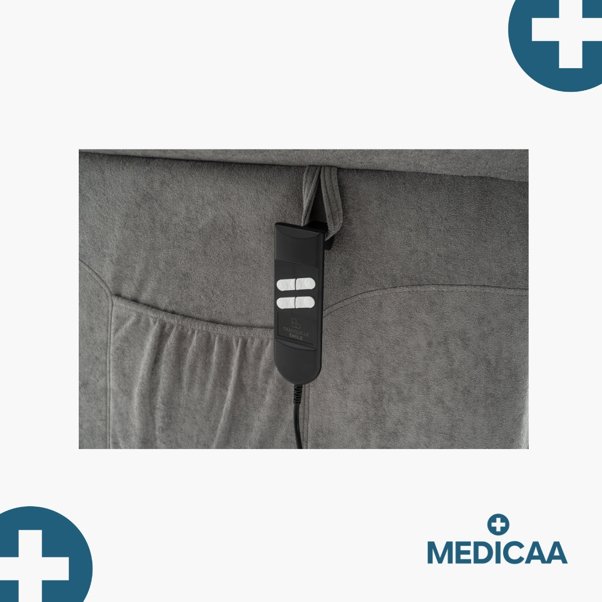 Medicaa fauteuil releveur 2 moteurs gamme eco model lucien coloris gris fonce marque tranquille emile