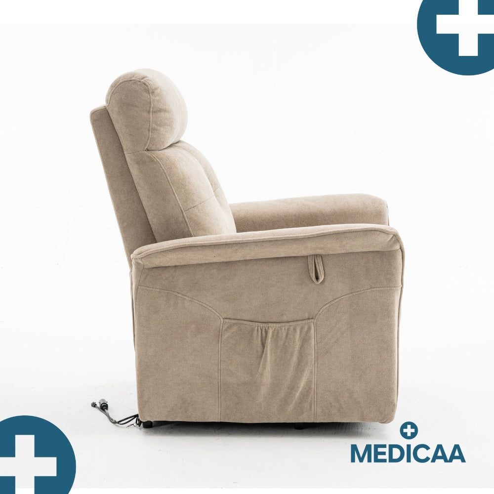 Medicaa fauteuil releveur 2 moteurs gamme premium modele fernand coloris beige marque tranquille emile