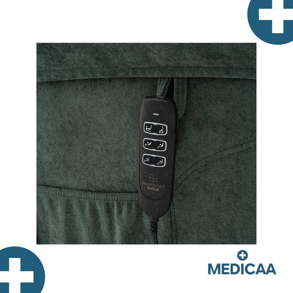 Fauteuil Releveur Premium - 3 Moteurs - Vert - Modèle Eugène - Tranquille Émile