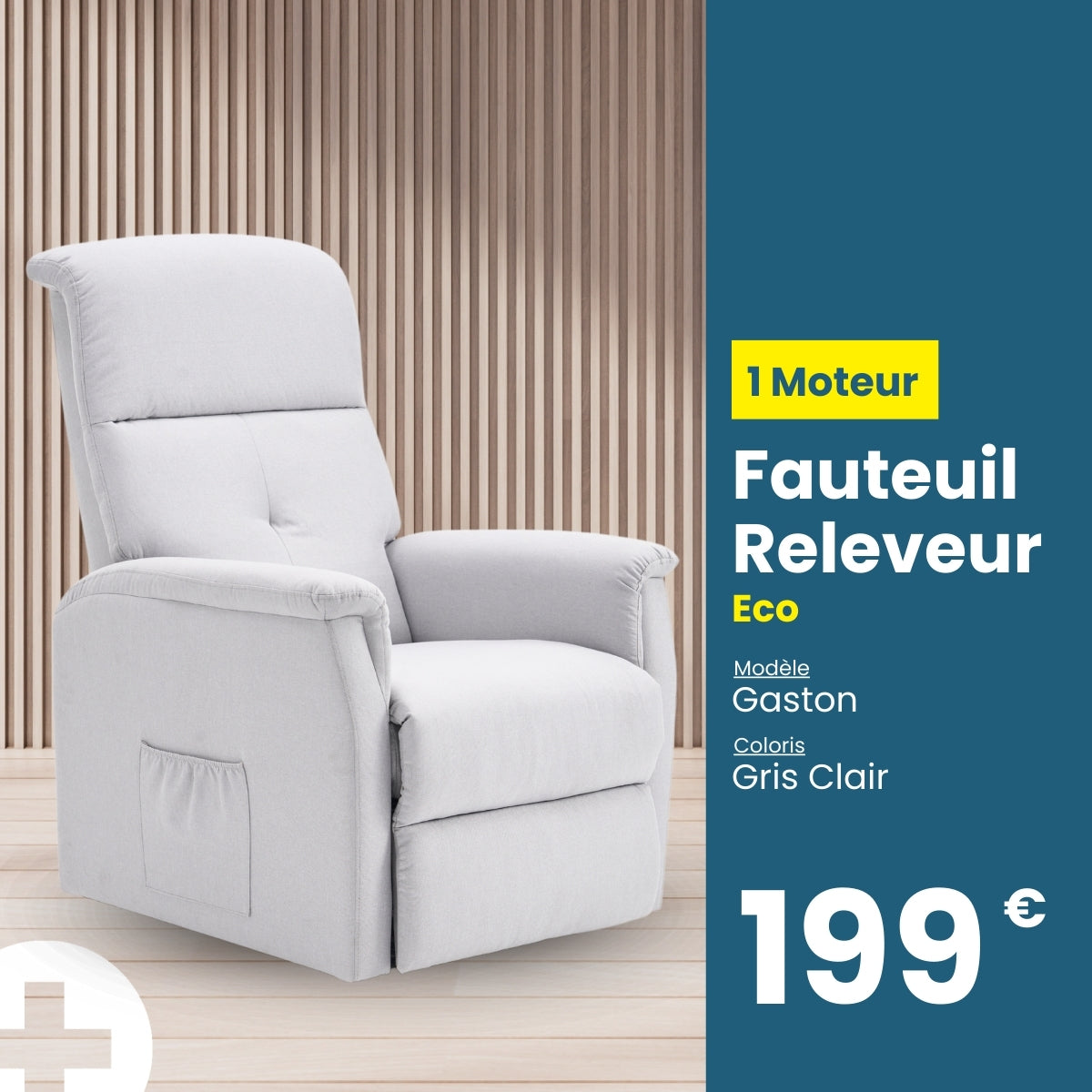 Fauteuil releveur eco 1 moteur Gaston gris clair de la marque tranquille emile