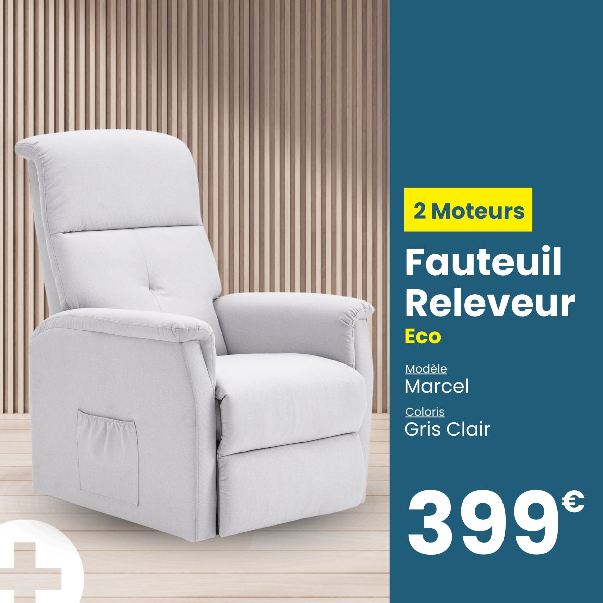Fauteuil releveur eco 2 moteurs Marcel gris clair de la marque tranquille emile