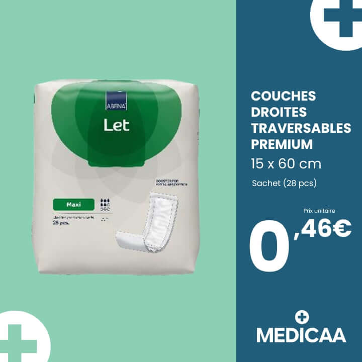 Couches Droites Traversables Premium 15x60cm - Abena