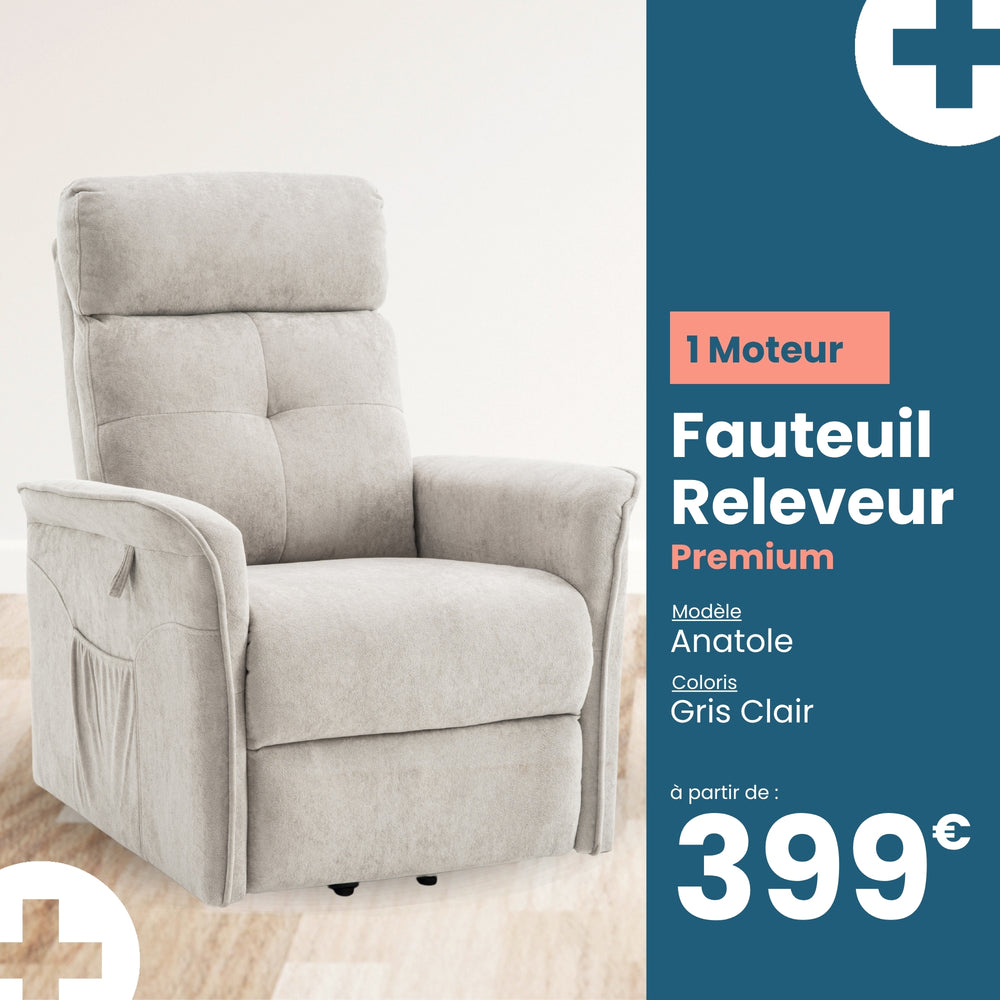 fauteuil releveur 1 moteur anatole gris clair