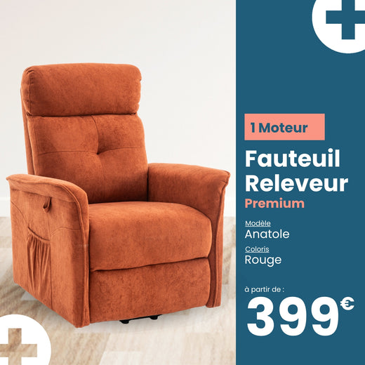 fauteuil releveur 1 moteur anatole rouge - coloris Rouge