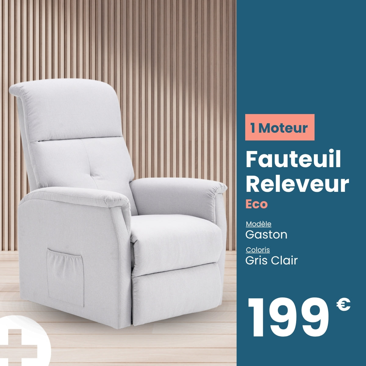 Fauteuil releveur eco 1 moteur gaston gris clair