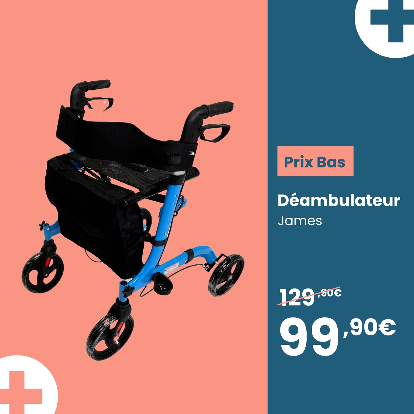 Déambulateur rollator 4 roues Félix