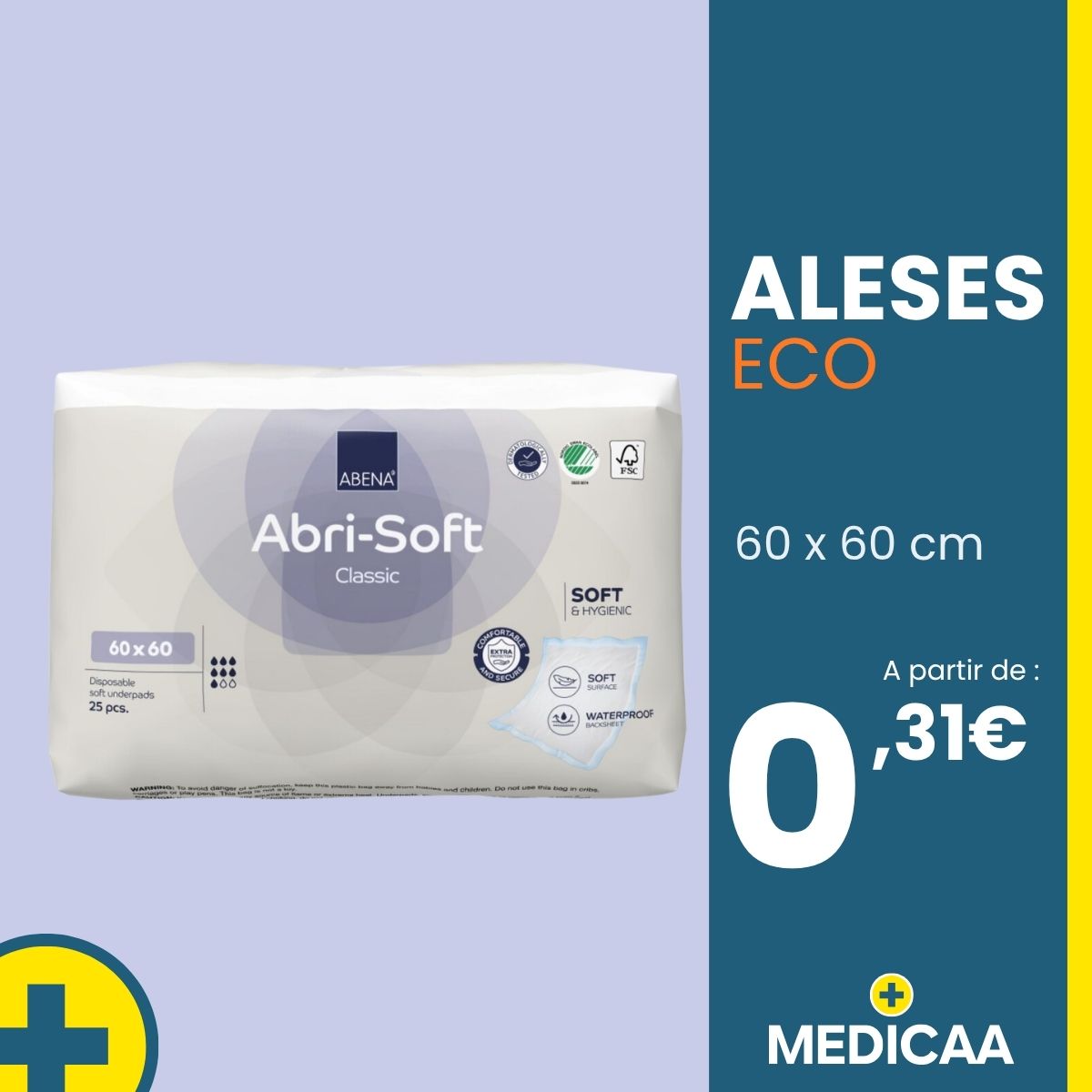 Alèse jetable pour fauteuil Eco - 60 x 60cm