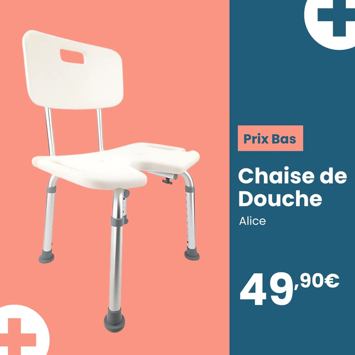 Chaise de douche ergonomique avec dossier Alice