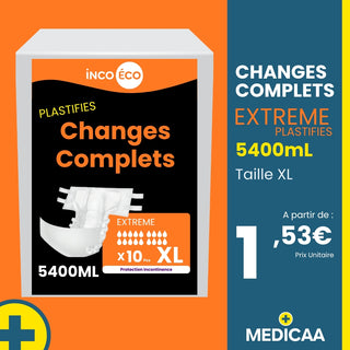 Changes Complets Extreme Plastifiés - Ultra Absorbants - 5400 mL - Taille XL - IncoEco