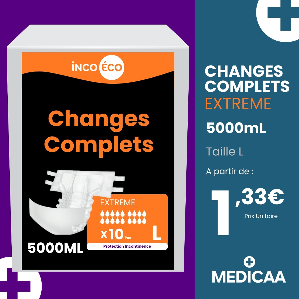 Changes Complets Extreme - Ultra Absorbants - 5000 ml - Taille L - IncoEco