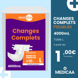 Changes Complets Premium - Ultra Absorbants - 4000 mL - Taille L - IncoEco