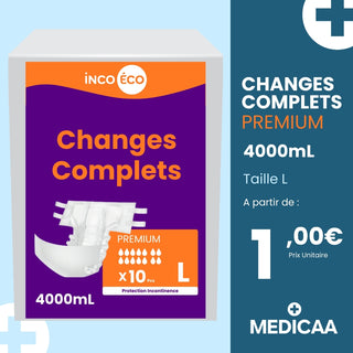 Changes Complets Premium - Ultra Absorbants - 4000 mL - Taille L - IncoEco