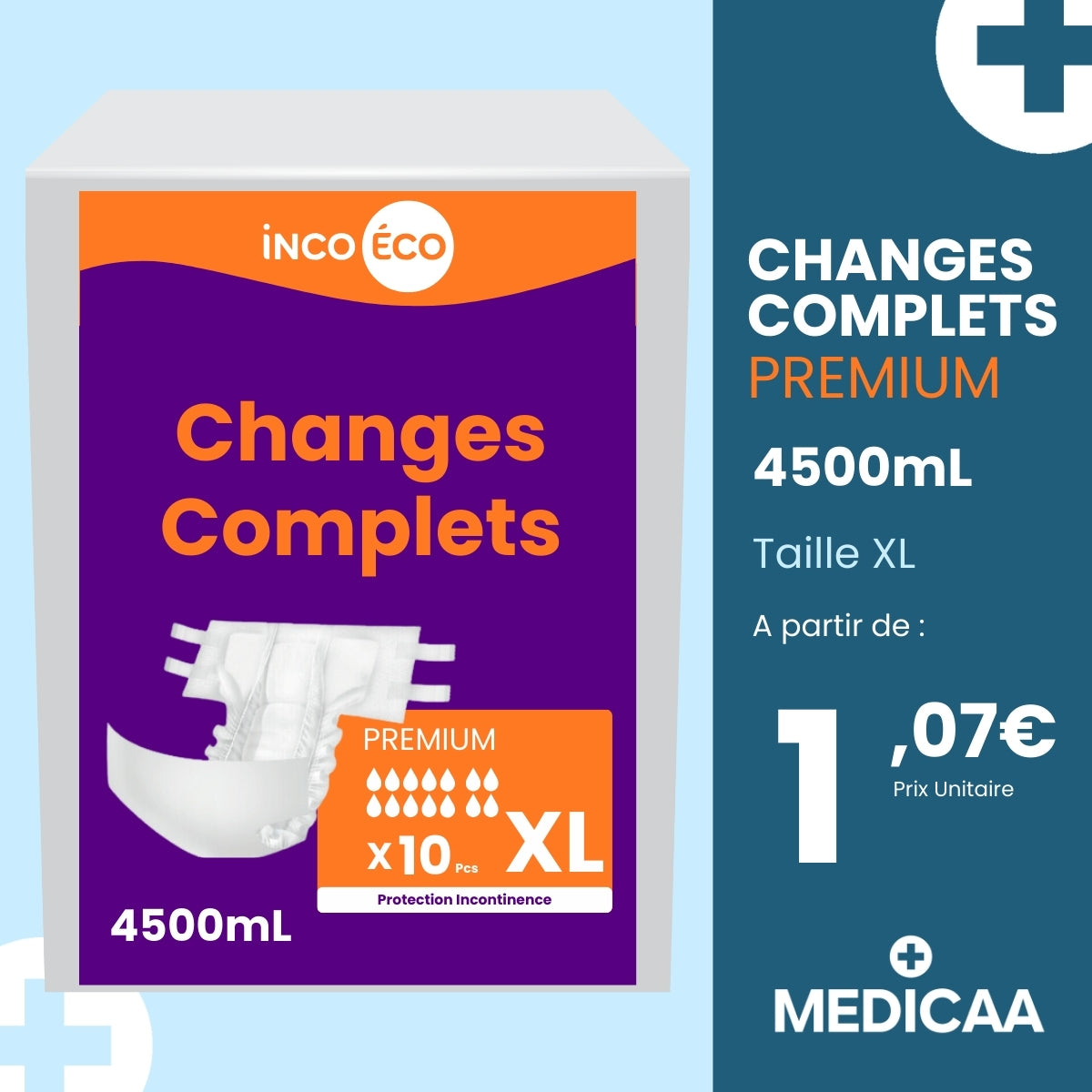 Changes Complets Premium - Ultra Absorbants - 4500 mL - Taille XL - IncoEco