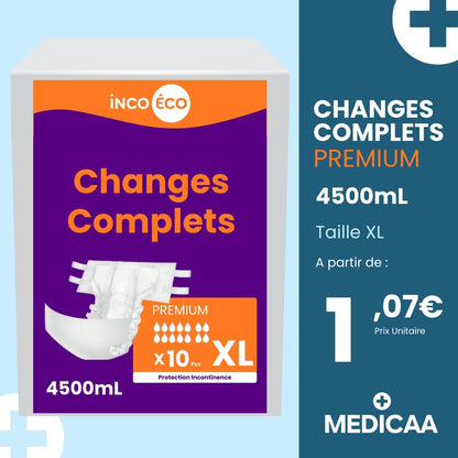 Changes Complets Premium - Ultra Absorbants - 4500 mL - Taille XL - IncoEco