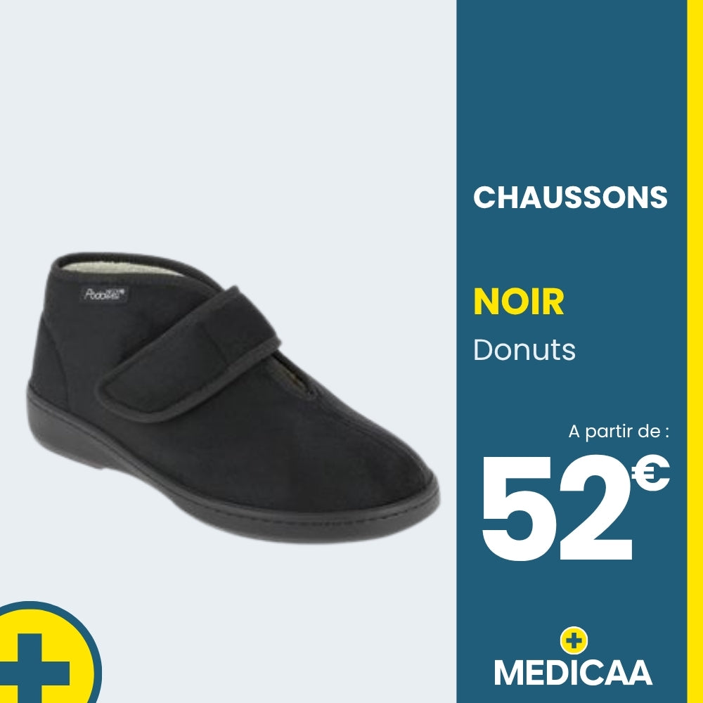 Chaussons Orthopédiques Donuts - Mixte - Noir