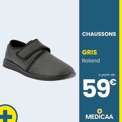Chaussons Orthopédiques Roland - Homme - Gris