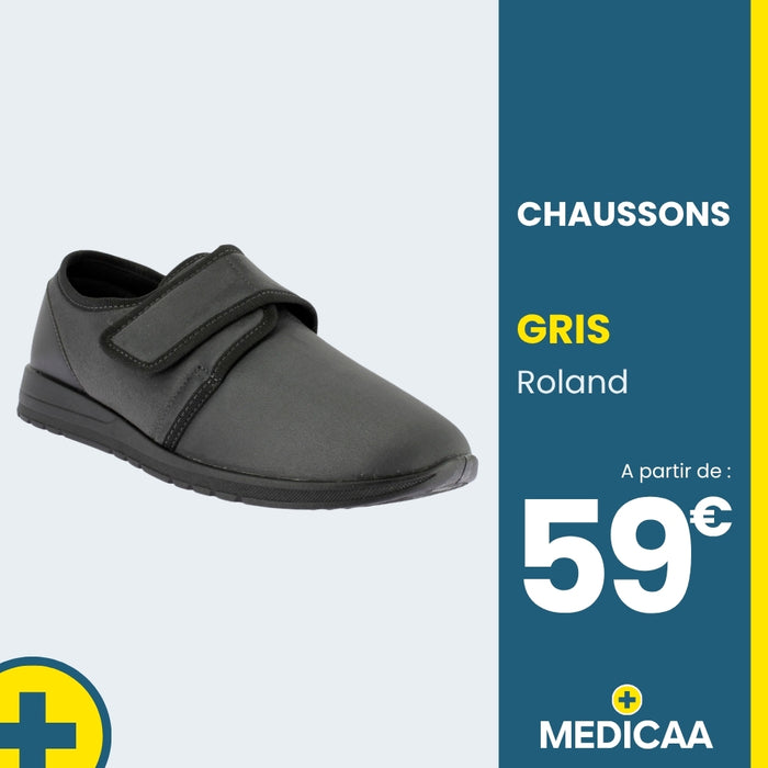 Chaussons Orthopédiques Roland - Homme - Gris