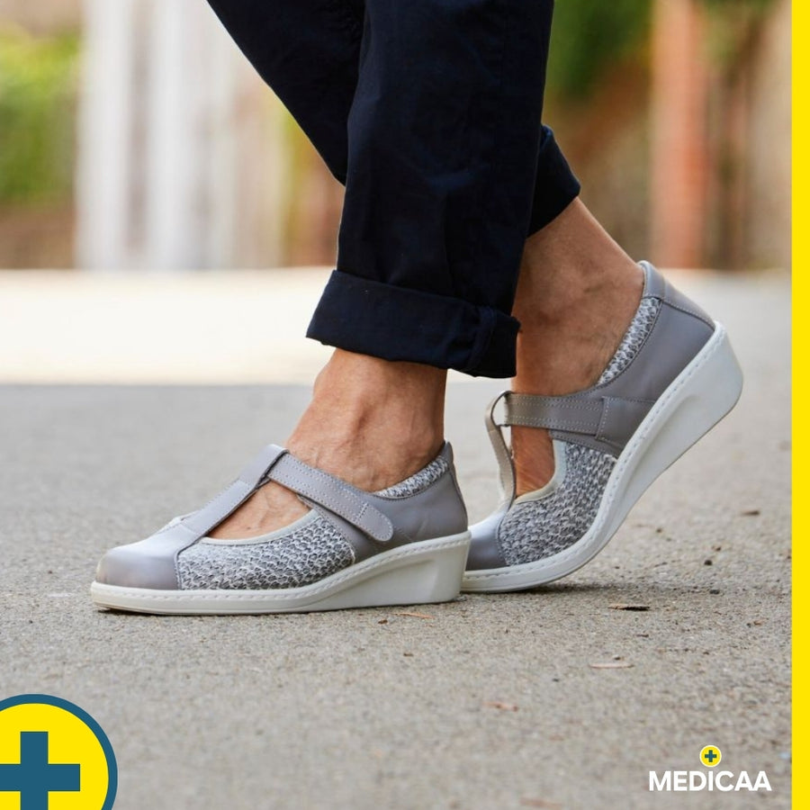 Chaussures à Bride Orthopédique Samia - Femme - Gris