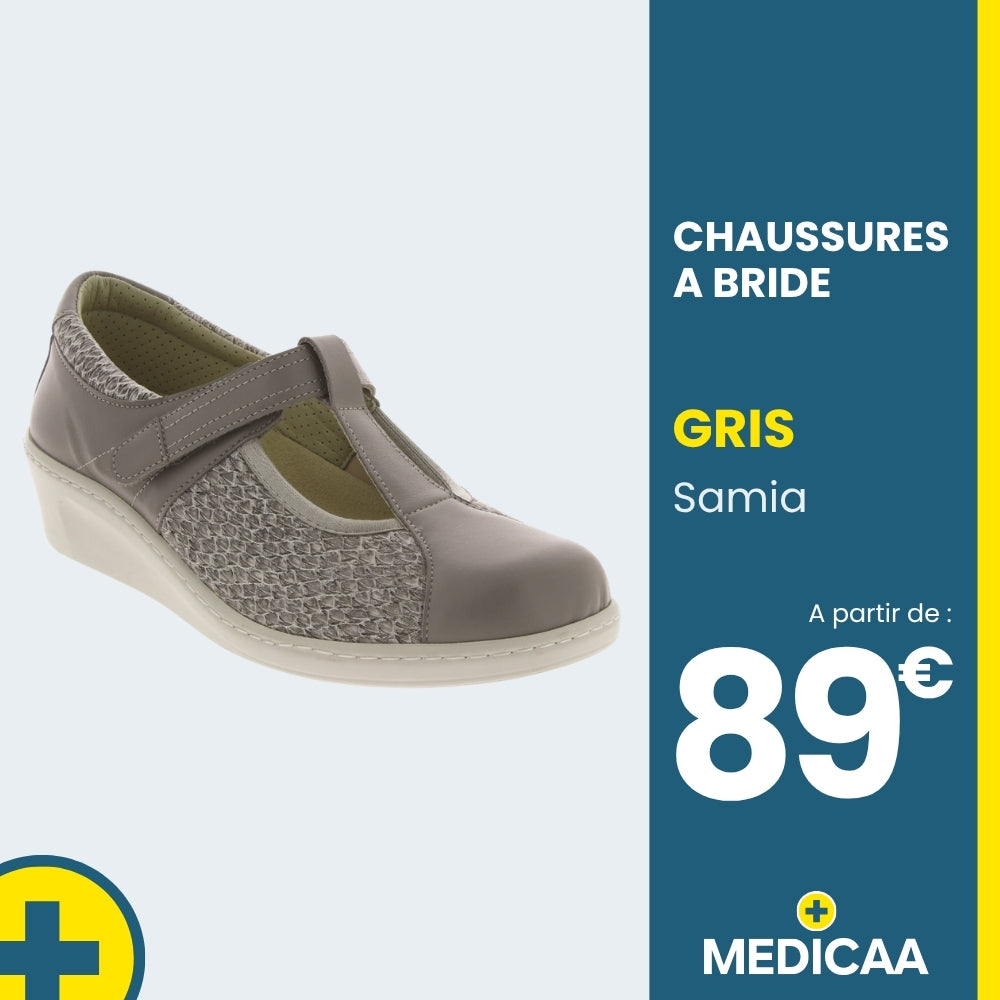 Chaussures à Bride Orthopédique Samia - Femme - Gris