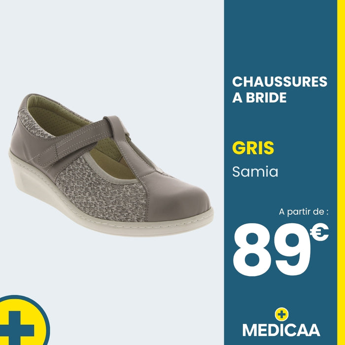 Chaussures à Bride Orthopédique Samia - Femme - Gris