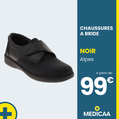 Chaussures à Bride Orthopédiques Alpes - Mixte - Noir