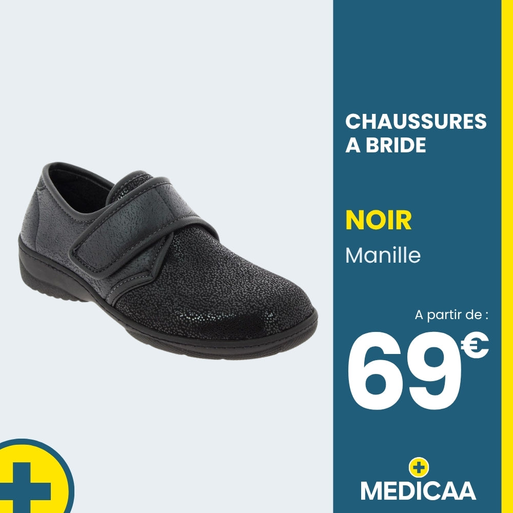 Chaussures à Bride Orthopédiques Manille - Femme - Noir