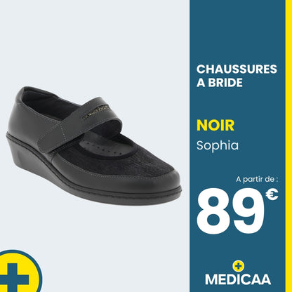 Chaussures à Bride - (Sophia) - Femme - Noir