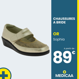 Chaussures à Bride - (Sophia) - Femme - Or