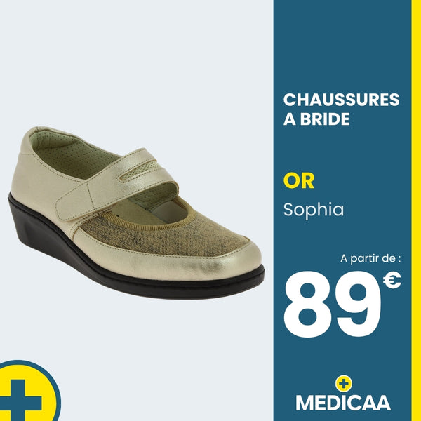 Chaussures à Bride - (Sophia) - Femme - Or