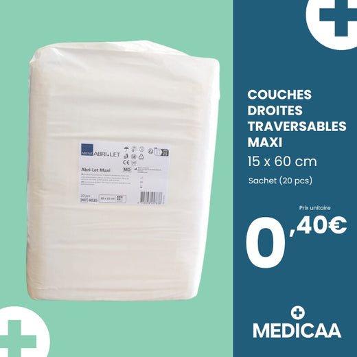 Couches Droites Traversables Eco 15x60cm  - Abena