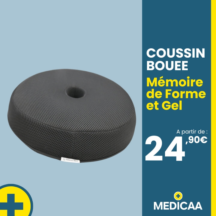 Coussin Bouée Mousse à Mémoire de Forme et Gel 40 x 40 x 7 cm