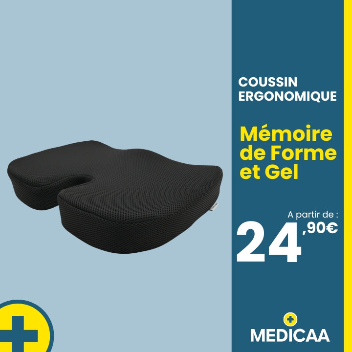 Coussin Ergonomique Memoire de Forme et Gel 45 x 35 x 7 cm