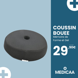 Coussin Bouée Mousse à Mémoire de Forme et Gel 40 x 40 x 7 cm