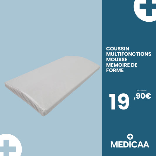 Coussin Multifonctions en Mousse a Mémoire de Forme 60 x 24 x 4 cm