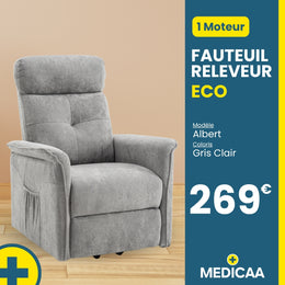 Fauteuil relax releveur 2 fonctions (1 moteur) – Albert – Gris foncé