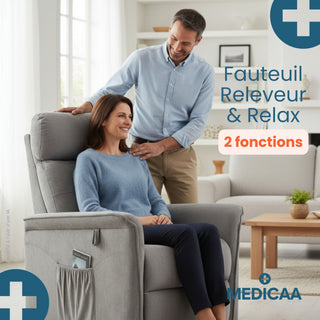 Fauteuil relax releveur 2 fonctions (1 moteur) – Anatole – Gris foncé